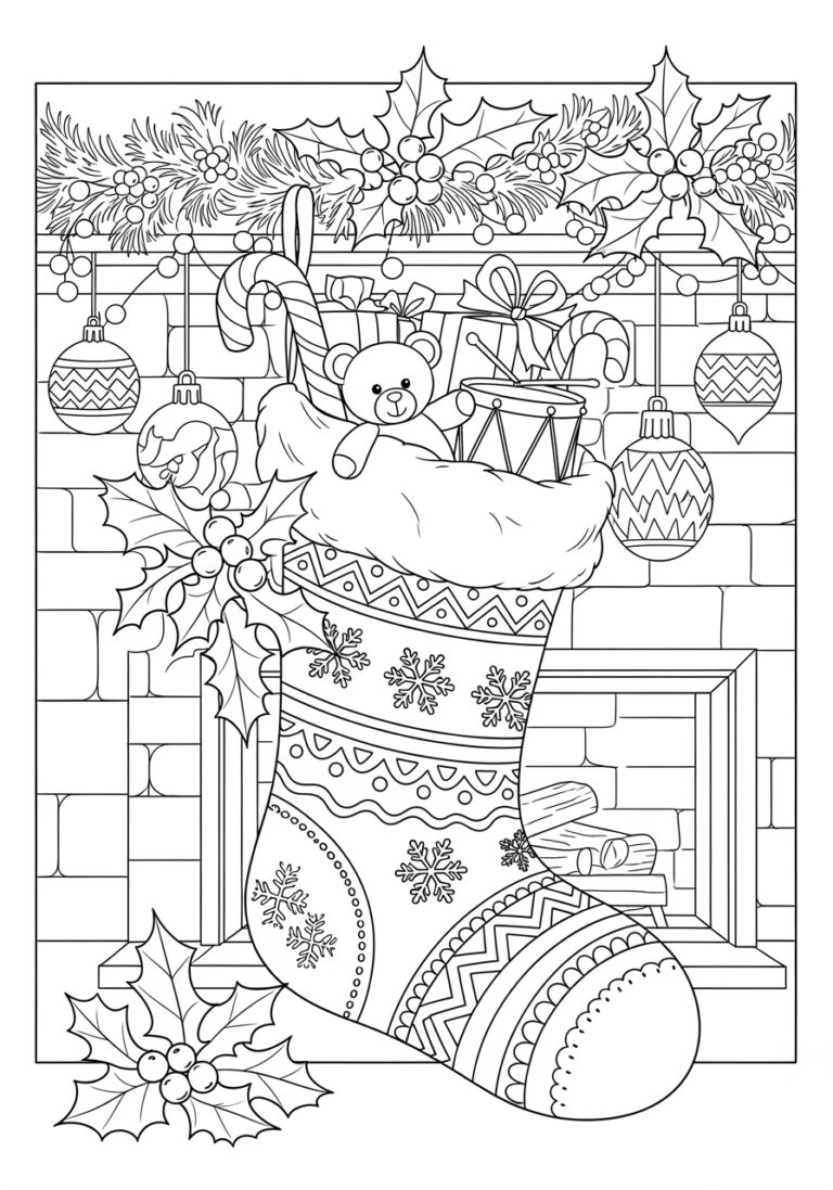 Christmas Sock Coloring Page Christmas Sock Coloring Page