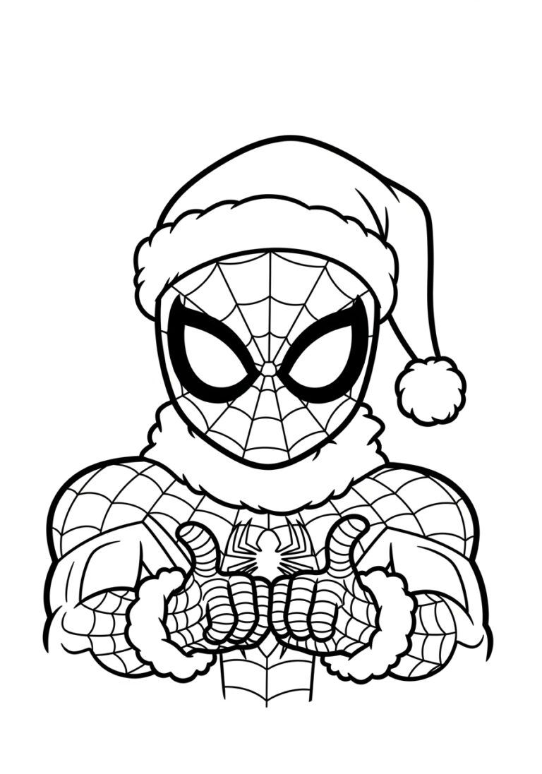 Christmas Spiderman Coloring Page