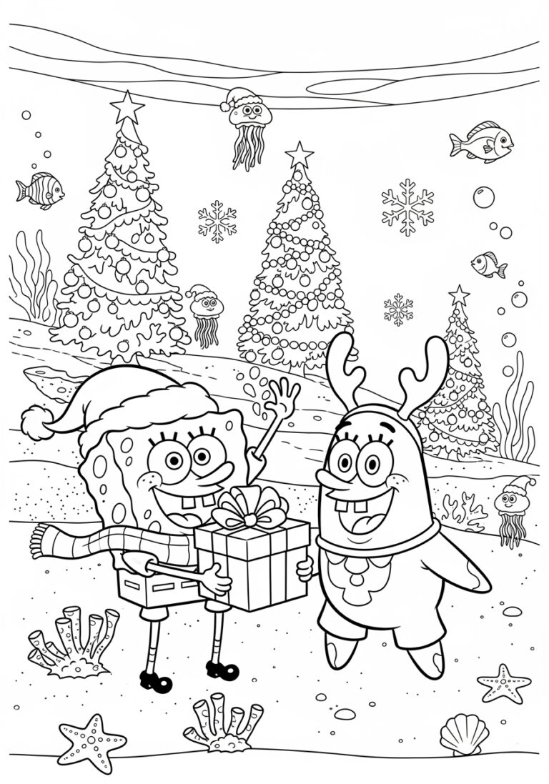 Christmas Spongebob Coloring Page