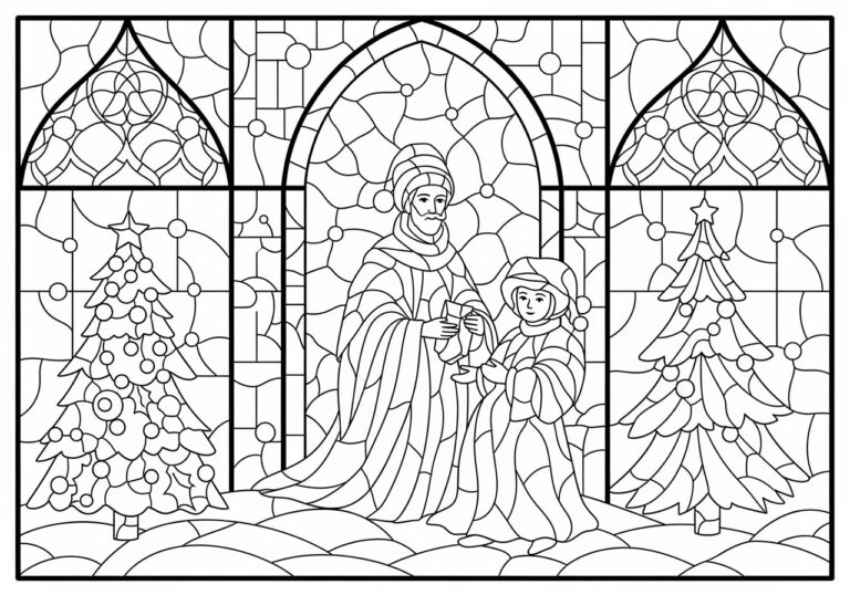 Christmas Stained Glass Coloring Page Christmas Stained Glass Coloring Page