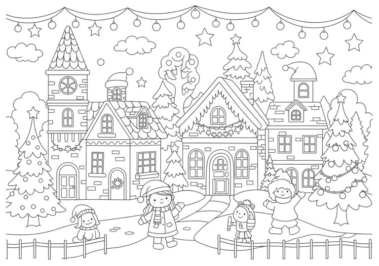 Christmas Town Coloring Page