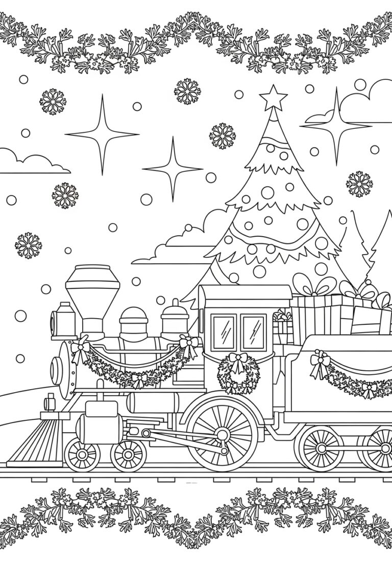 Christmas Train Coloring Page Christmas Train Coloring Page