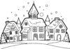 Christmas Village Coloring Page