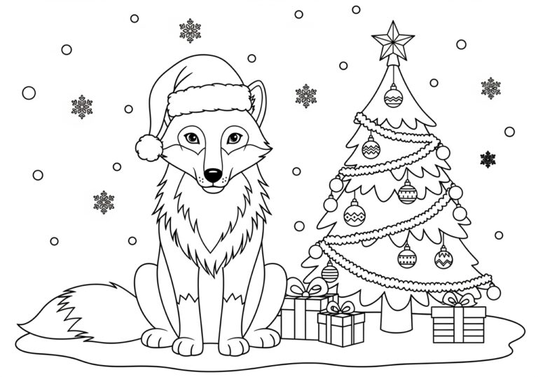 Christmas Wolf Coloring Page Christmas Wolf Coloring Page