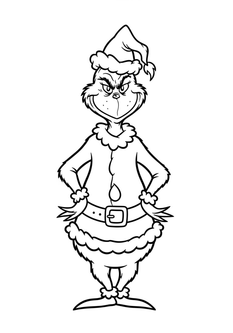 Classic Grinch in Santa Suit Coloring Page Classic Grinch in Santa Suit Coloring Page