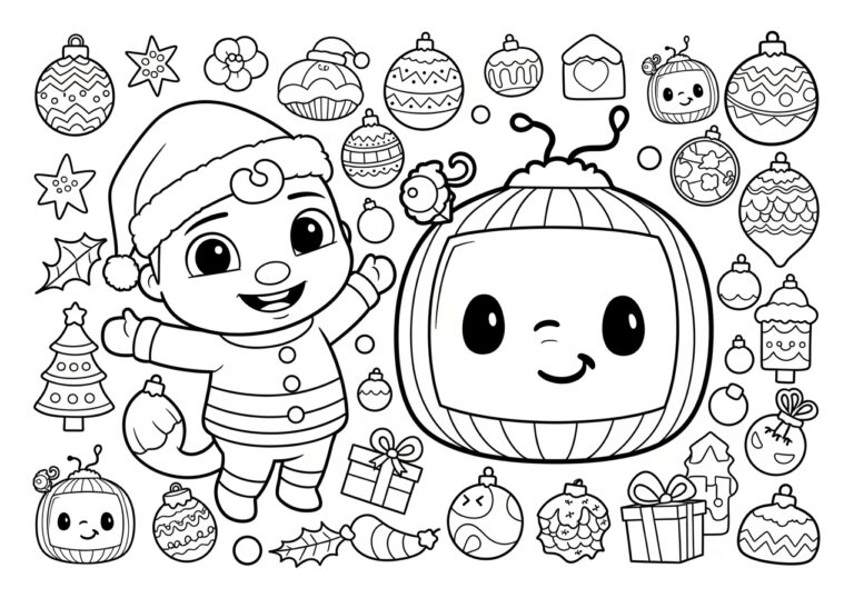 Cocomelon Christmas Coloring Page