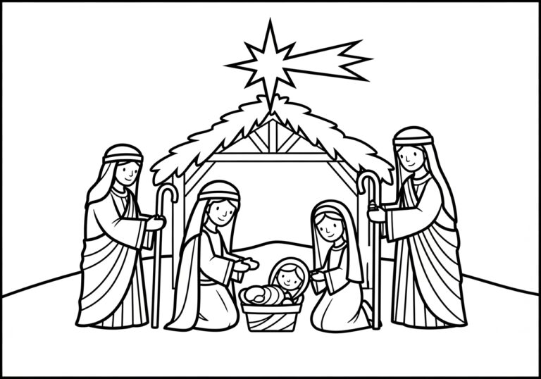 Coloring Page Nativity Scene