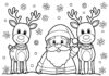 Coloring Page Santa and Reindeer