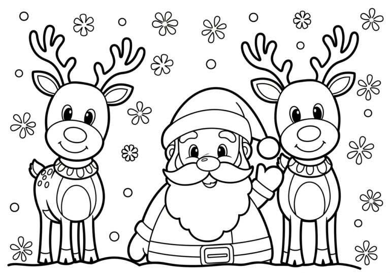 Coloring Page Santa and Reindeer Coloring Page Santa and Reindeer