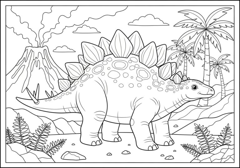 Coloring Page Stegosaurus to Print and Color