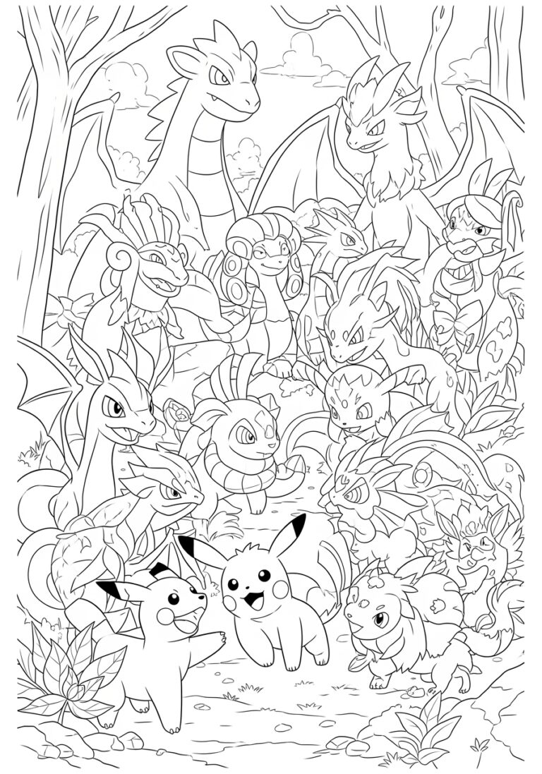 Coloring Page of Pokémon Characters Coloring Page of Pokémon Characters