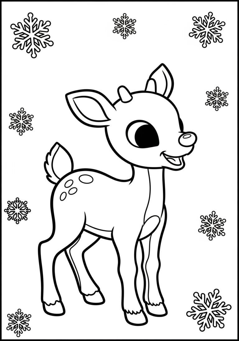 Coloring Page of Rudolph the Red-Nosed Reindeer