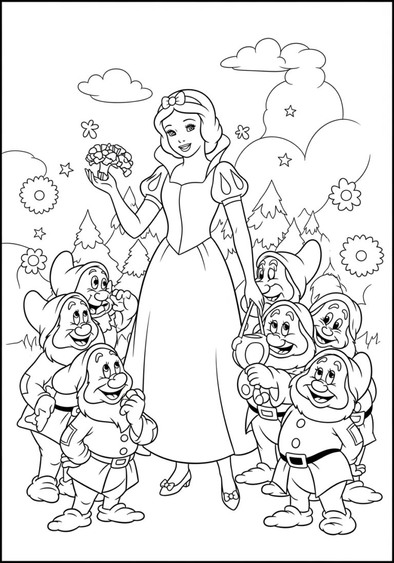 Coloring Page Snow White and the Seven Dwarfs Coloring Page Snow White and the Seven Dwarfs