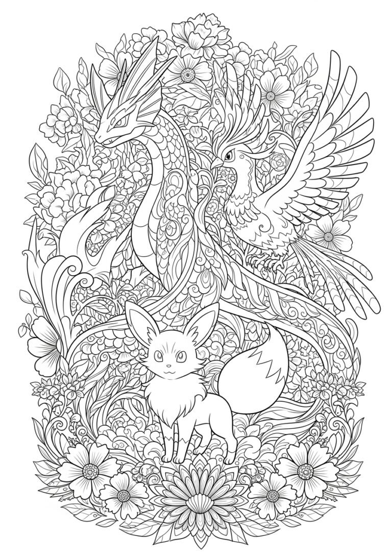 Complex Pokémon Coloring Page for Adults Complex Pokémon Coloring Page for Adults