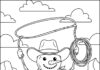 Cowboy Snowman Coloring Page with Lasso