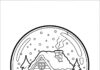 Cozy Cabin Snow Globe Coloring Page