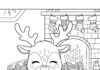 Cozy Reindeer with Hot Cocoa Coloring Page
