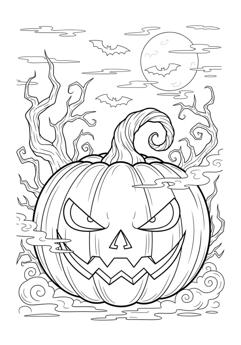 Creepy Pumpkin Coloring Page to Print Out and Color Creepy Pumpkin Coloring Page to Print Out and Color