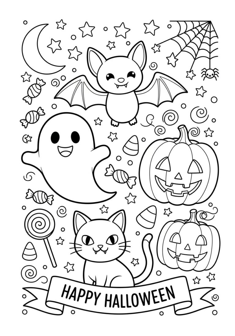 Cute Adorable Halloween Coloring Page Cute Adorable Halloween Coloring Page