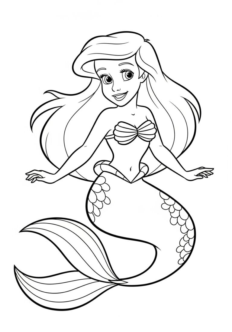Cute Ariel Coloring Page