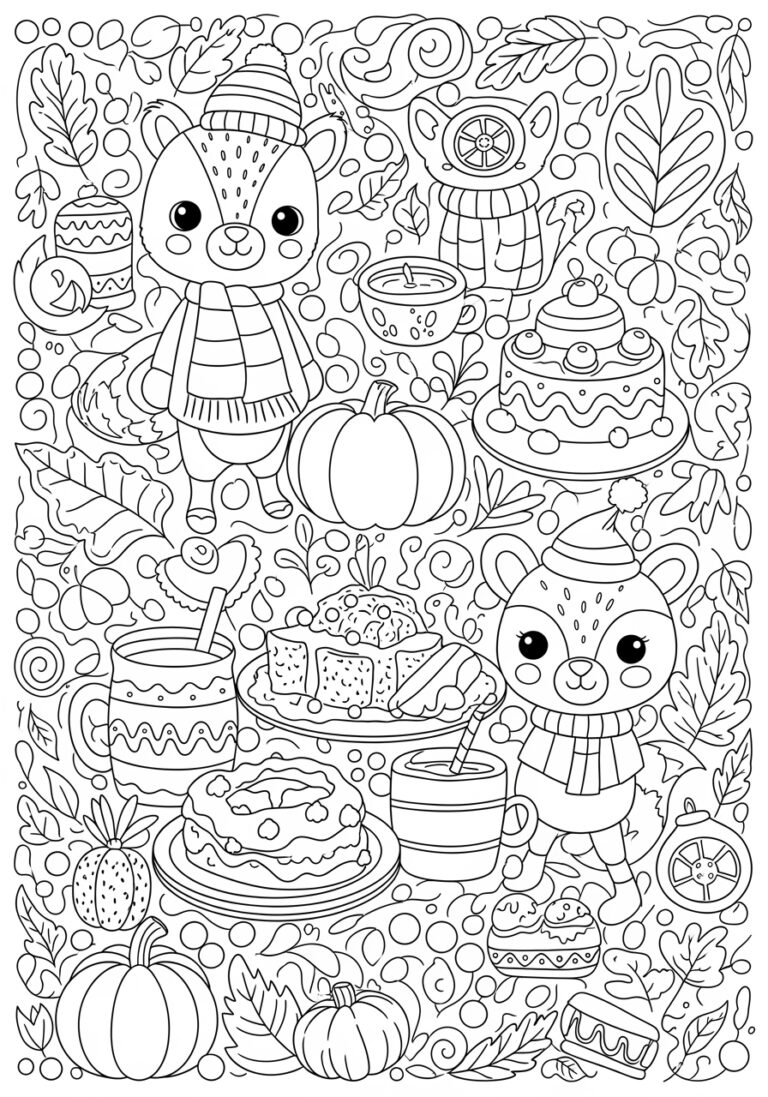 Cute Autumn Coloring Page Cute Autumn Coloring Page