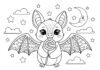 Cute Bat Holding a Lollipop Coloring Page