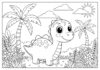 Cute Cartoon Dinosaur Coloring Page