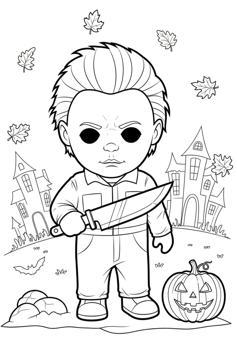 Cute Chibi Michael Myers Coloring Page