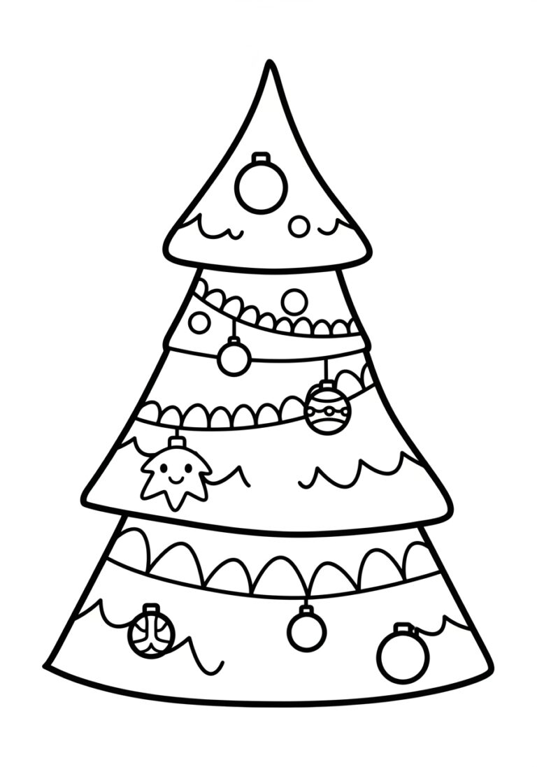Cute Christmas Tree Coloring Page Cute Christmas Tree Coloring Page