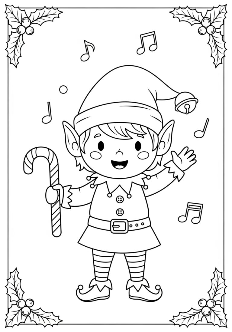 Cute Elf Coloring Page
