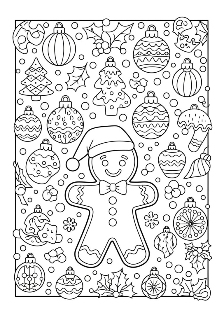 Cute Gingerbread Coloring Page
