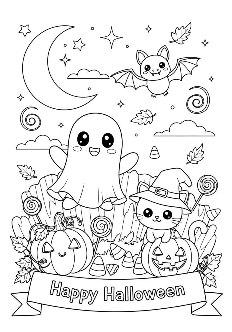 Cute Halloween Color Page to Print Out and Color Cute Halloween Color Page to Print Out and Color