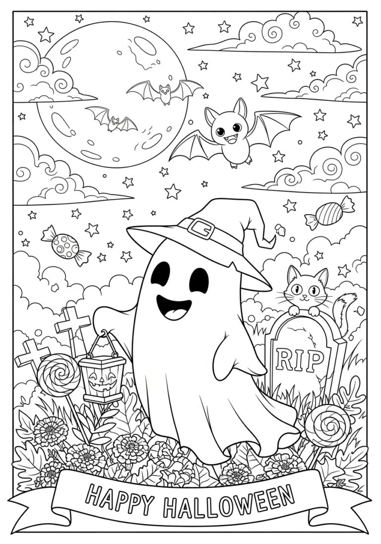 Cute Halloween Coloring Page for Adults Cute Halloween Coloring Page for Adults