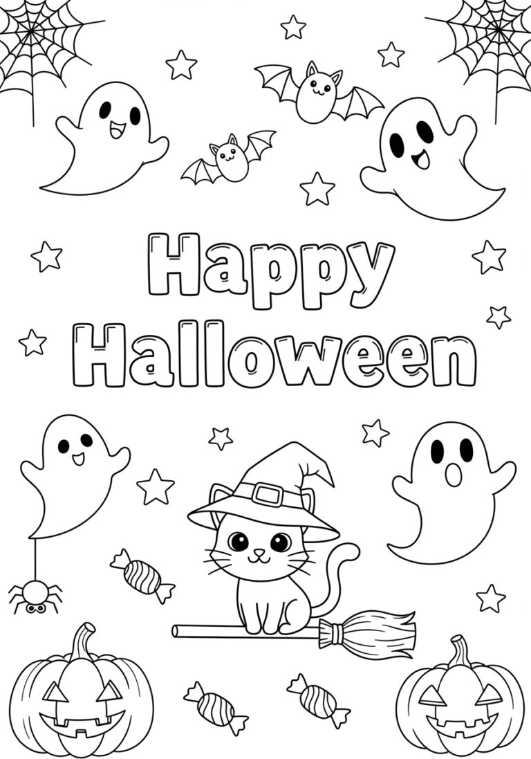 Cute Happy Halloween Coloring Page Cute Happy Halloween Coloring Page