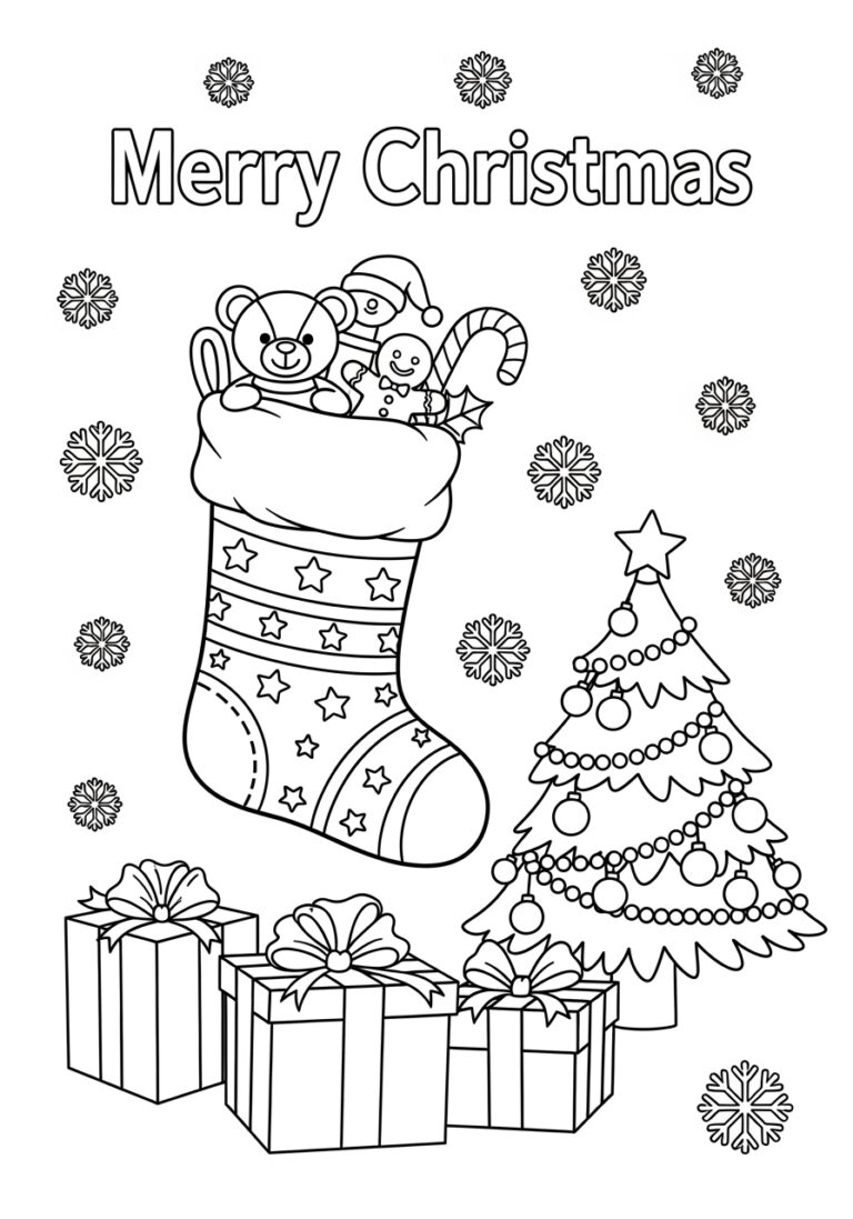 Cute Merry Christmas Coloring Page Cute Merry Christmas Coloring Page
