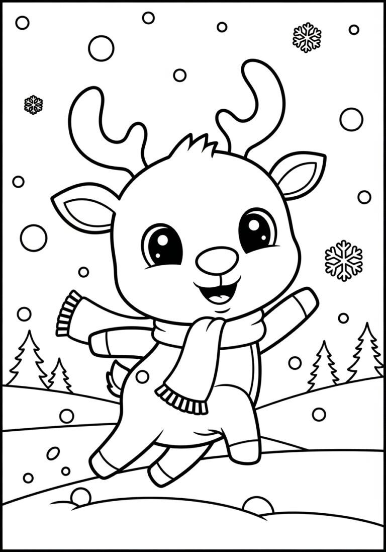Cute Reindeer Coloring Page