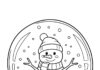 Cute Snowman in Snow Globe Coloring Page