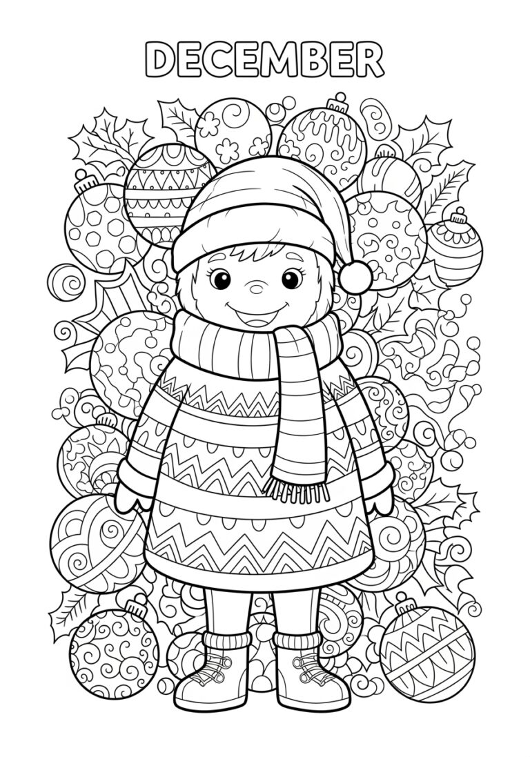 December Calendar Coloring Page December Calendar Coloring Page