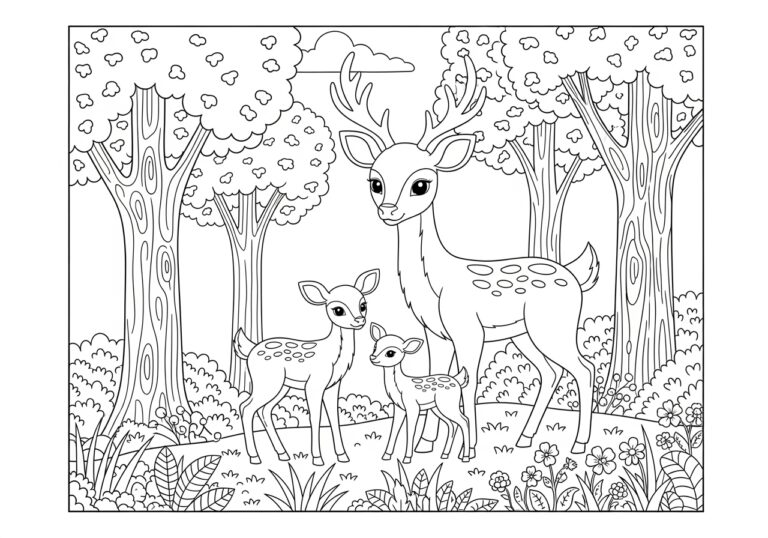 Deer Family Coloring Page Deer Family Coloring Page