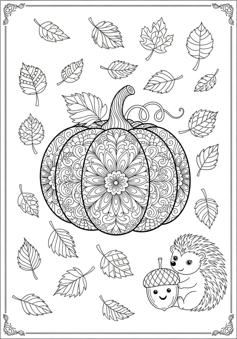 Detailed Fall Coloring Page Detailed Fall Coloring Page