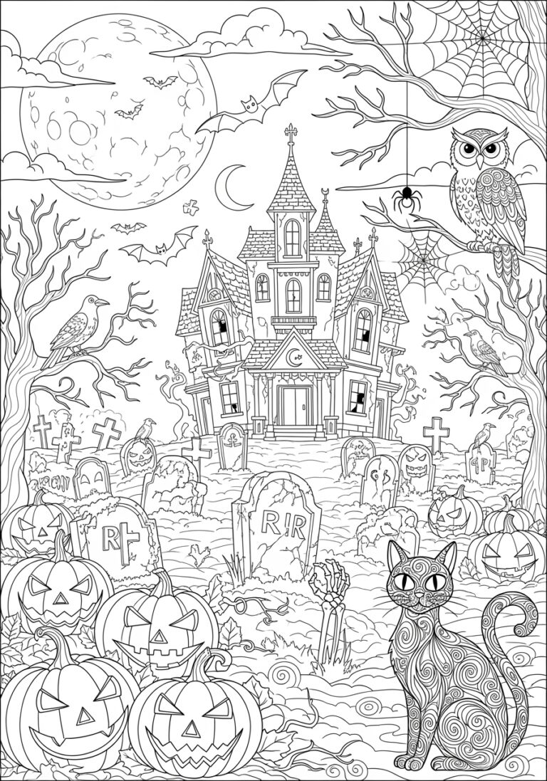 Detailed Halloween Coloring Page