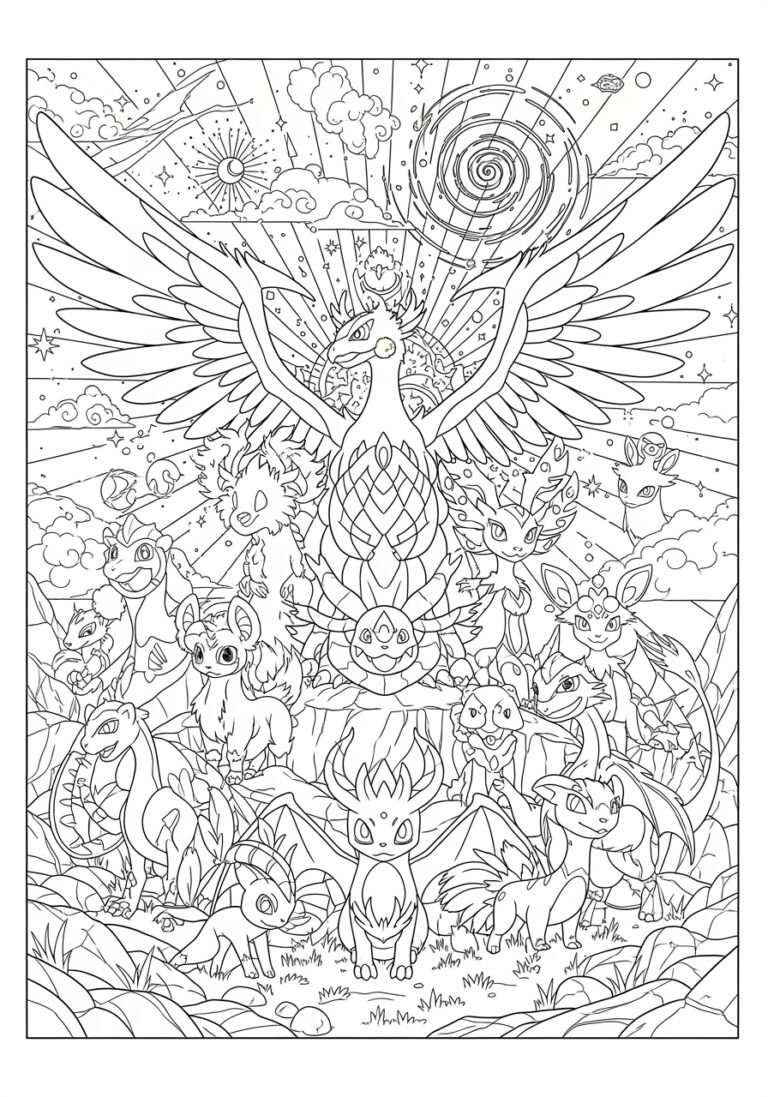 Detailed Pokémon Coloring Page to Print and Color Detailed Pokémon Coloring Page to Print and Color