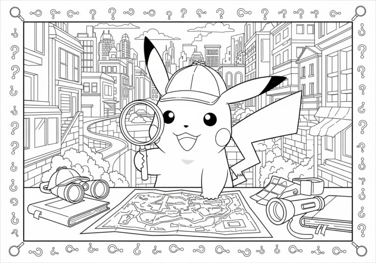 Detective Pikachu Coloring Page to Print Out and Color Detective Pikachu Coloring Page to Print Out and Color