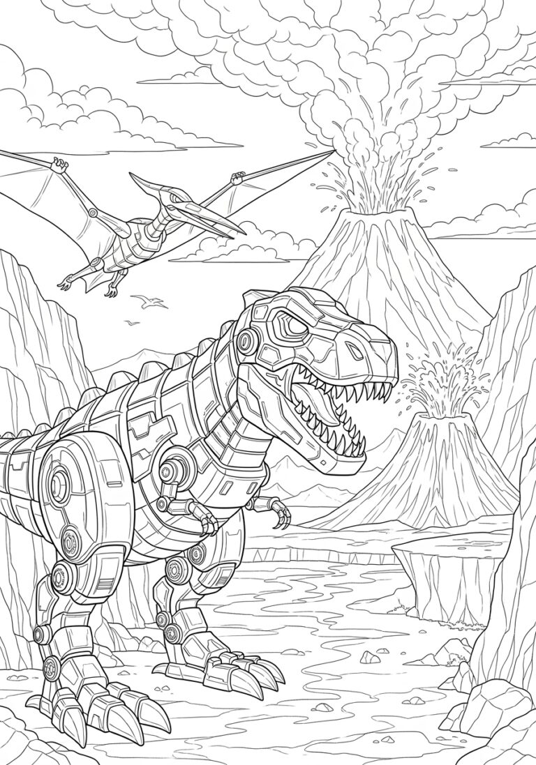 Dino Core Coloring Page to Print Out and Color
