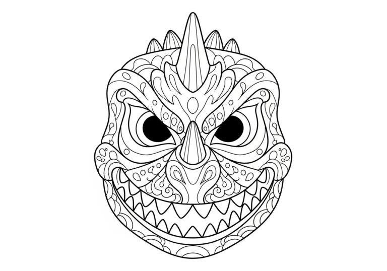 Dino Mask Coloring Page to Print Out and Color