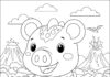 Dino Piggy Coloring Page to Print Out and Color