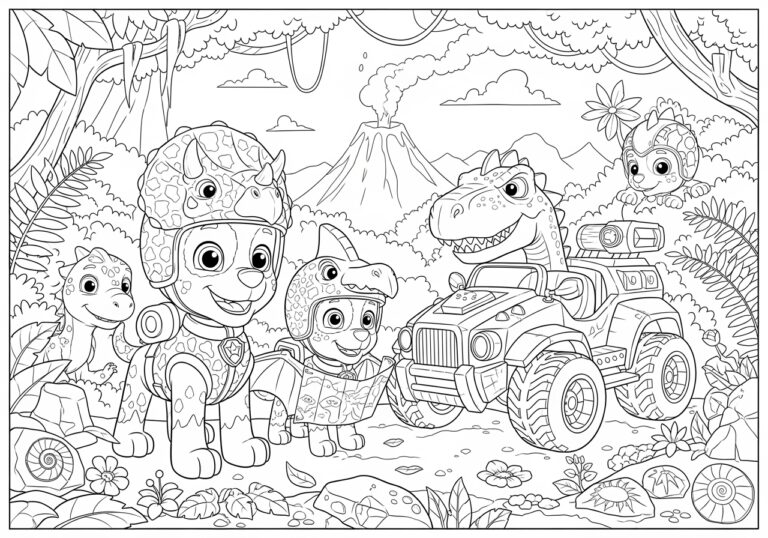 Dino Pup Coloring Page for Kids