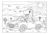 Dinosaur Car Coloring Page to Print Out and Color