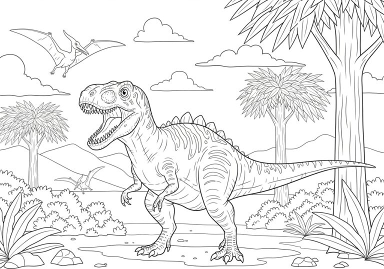 Dinosaur Coloring Game to Print Out and Color