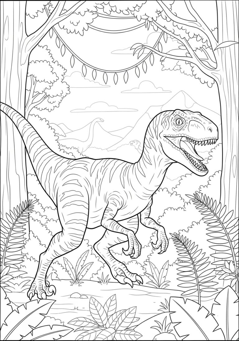 Dinosaur Picture to Print Out and Color: Velociraptor